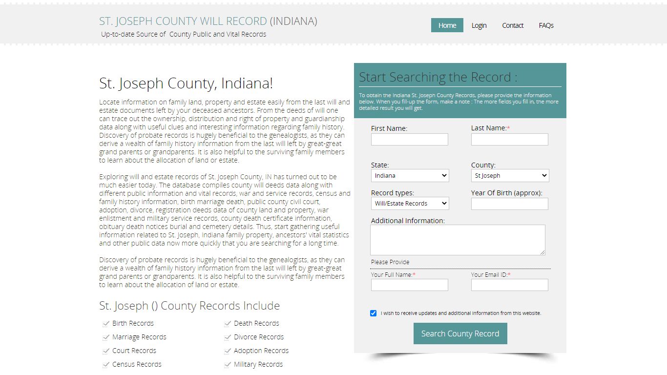 St. Joseph County, Indiana Public Will & Estate Records Index